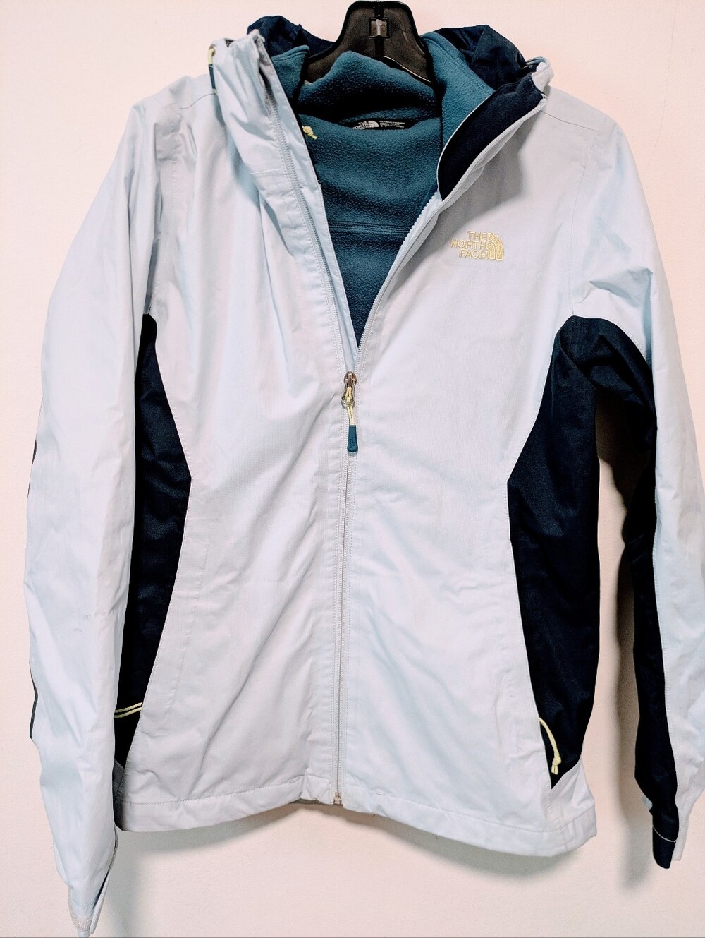 The North Face Women's Light Blue and Navy Waterproof Jacket